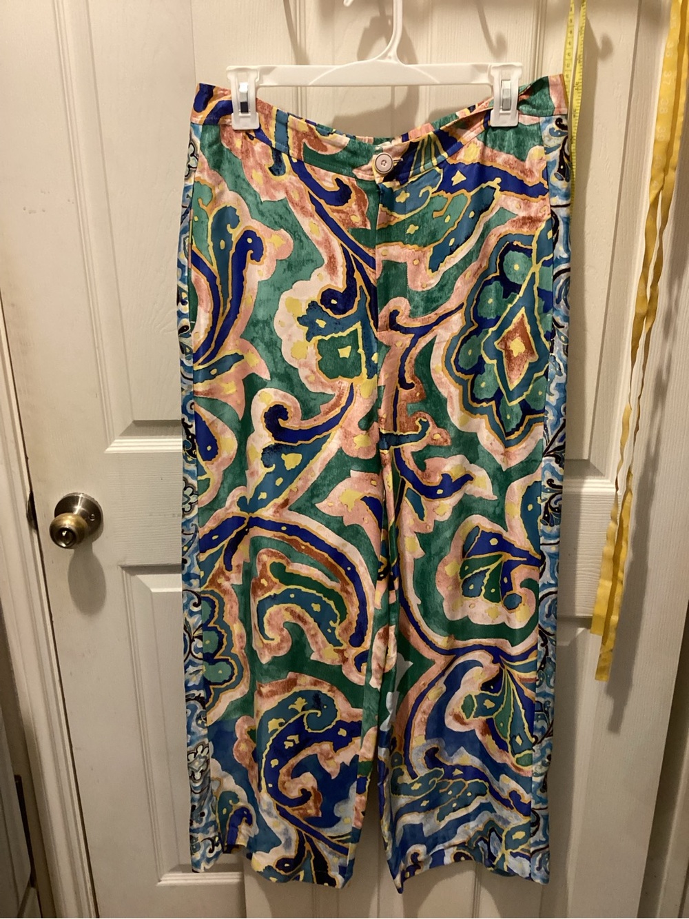 Maeve Multicolor Abstract Maxi Skirt in Green, Blue, Pink and Gold